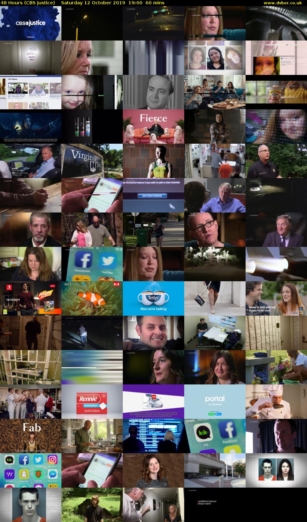 48 Hours (CBS Justice) Saturday 12 October 2019 19:00 - 20:00