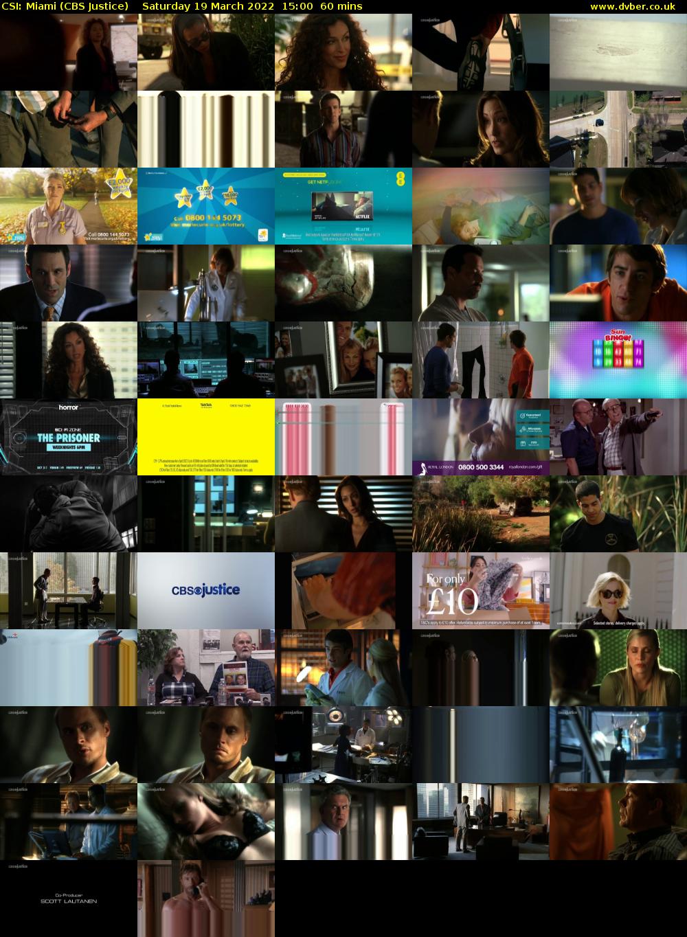 CSI: Miami (CBS Justice) Saturday 19 March 2022 15:00 - 16:00