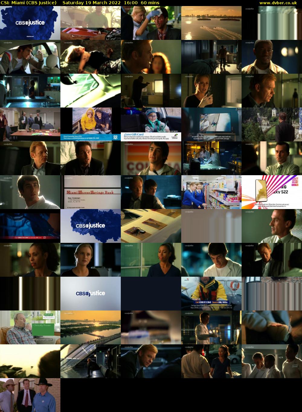 CSI: Miami (CBS Justice) Saturday 19 March 2022 16:00 - 17:00