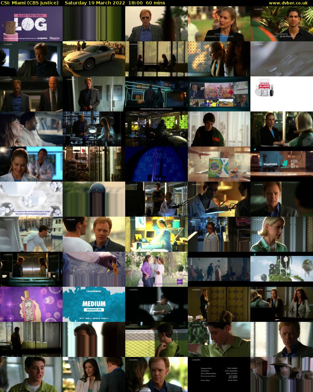 CSI: Miami (CBS Justice) Saturday 19 March 2022 18:00 - 19:00