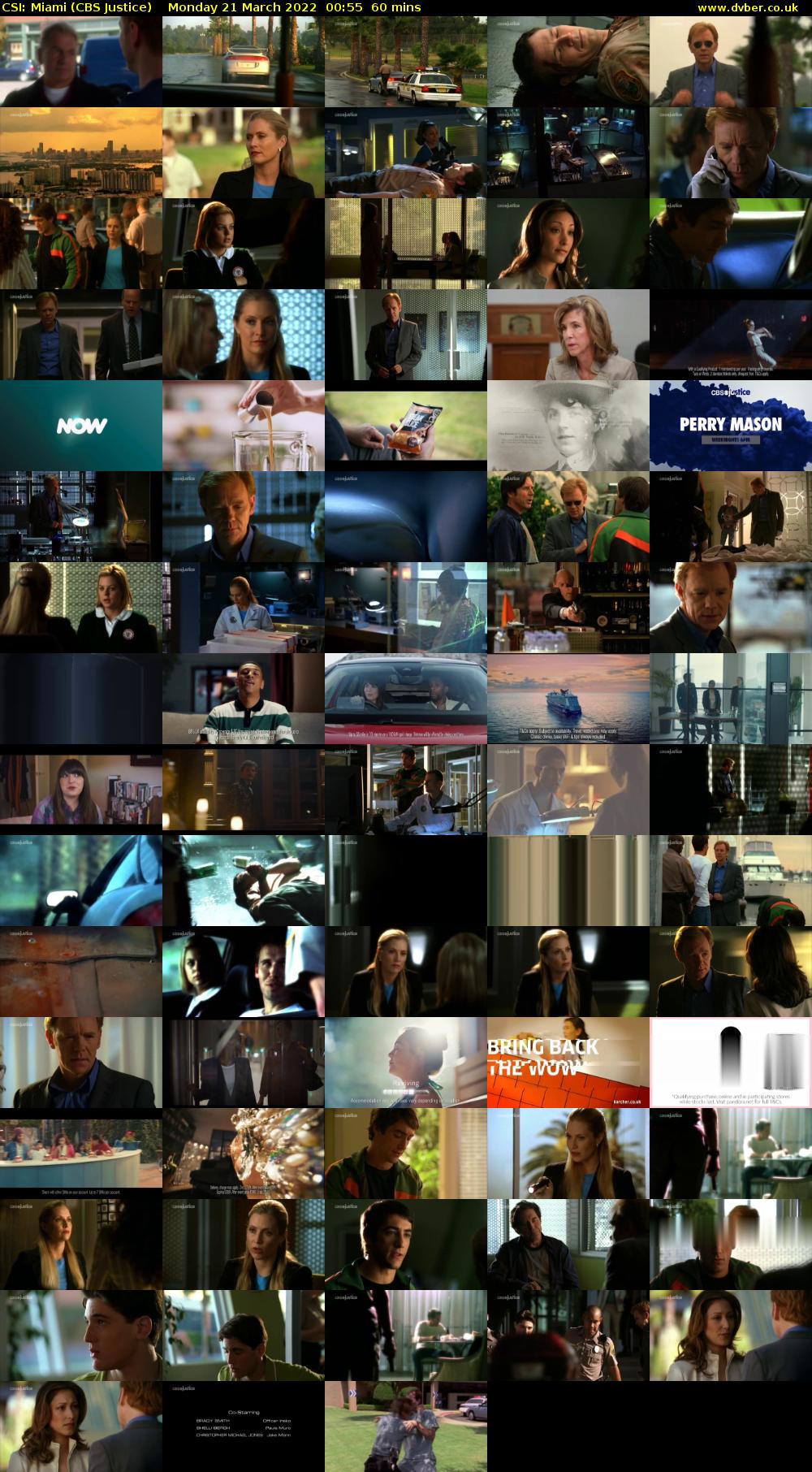 CSI: Miami (CBS Justice) Monday 21 March 2022 00:55 - 01:55