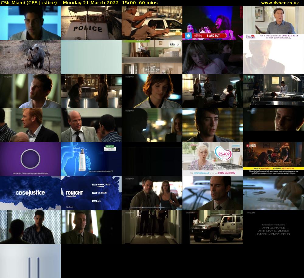 CSI: Miami (CBS Justice) Monday 21 March 2022 15:00 - 16:00