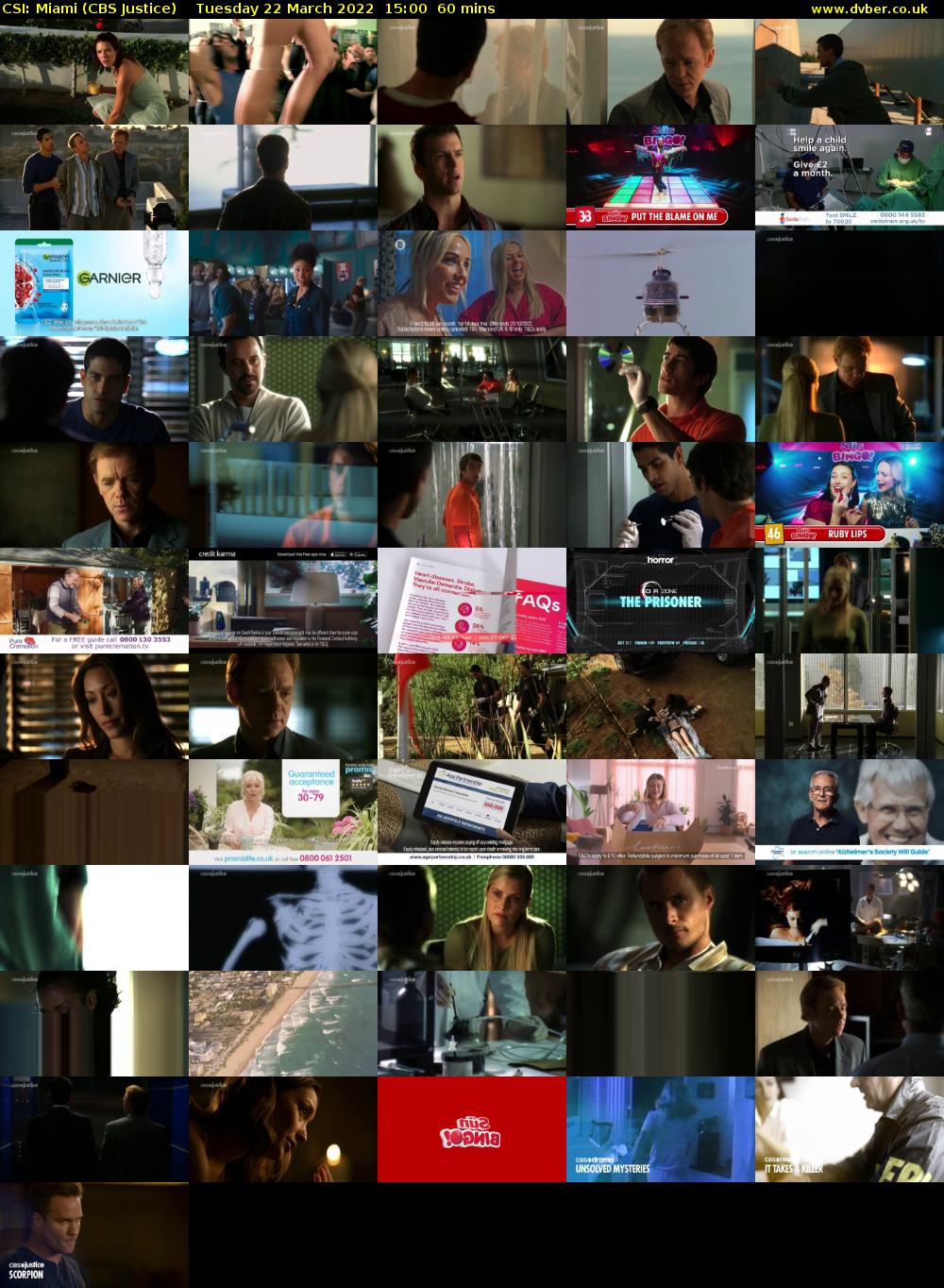 CSI: Miami (CBS Justice) Tuesday 22 March 2022 15:00 - 16:00