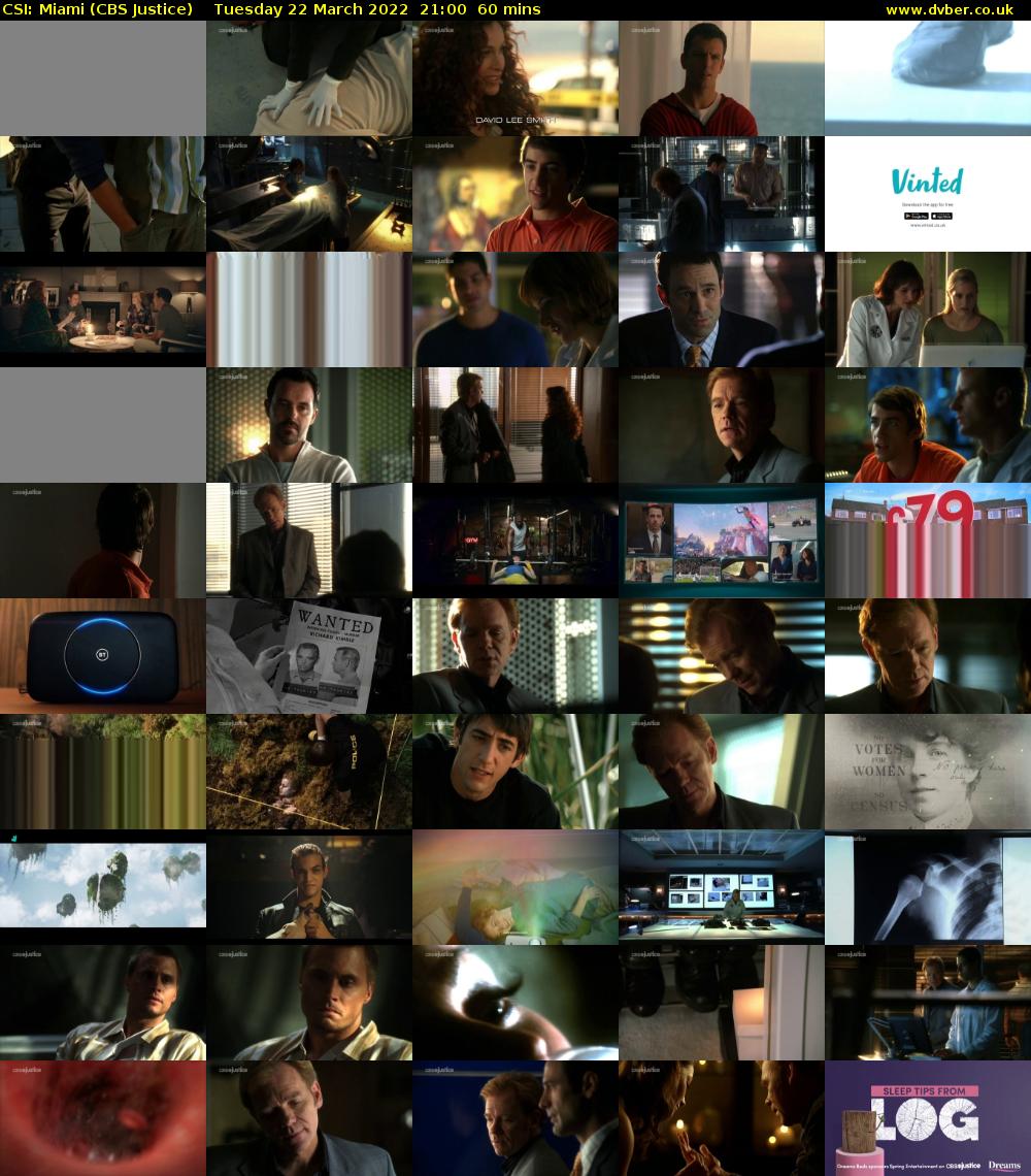 CSI: Miami (CBS Justice) Tuesday 22 March 2022 21:00 - 22:00