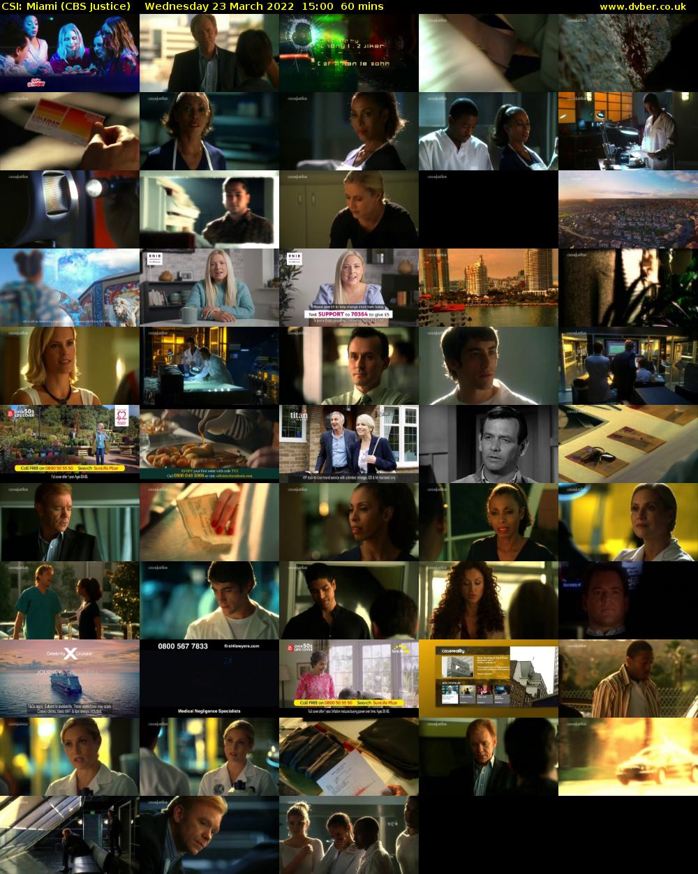 CSI: Miami (CBS Justice) Wednesday 23 March 2022 15:00 - 16:00