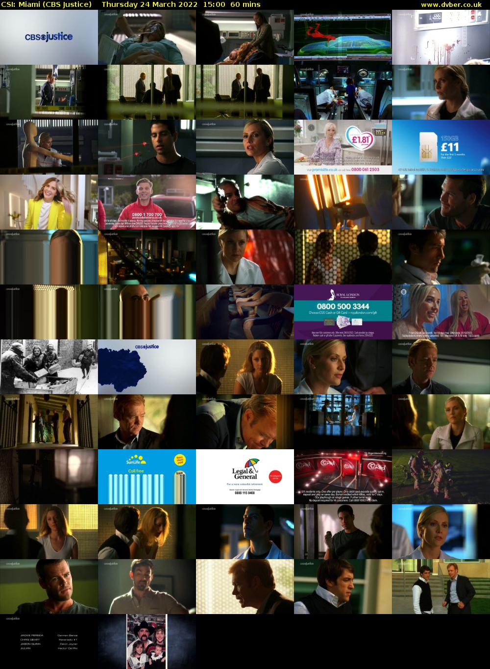 CSI: Miami (CBS Justice) Thursday 24 March 2022 15:00 - 16:00