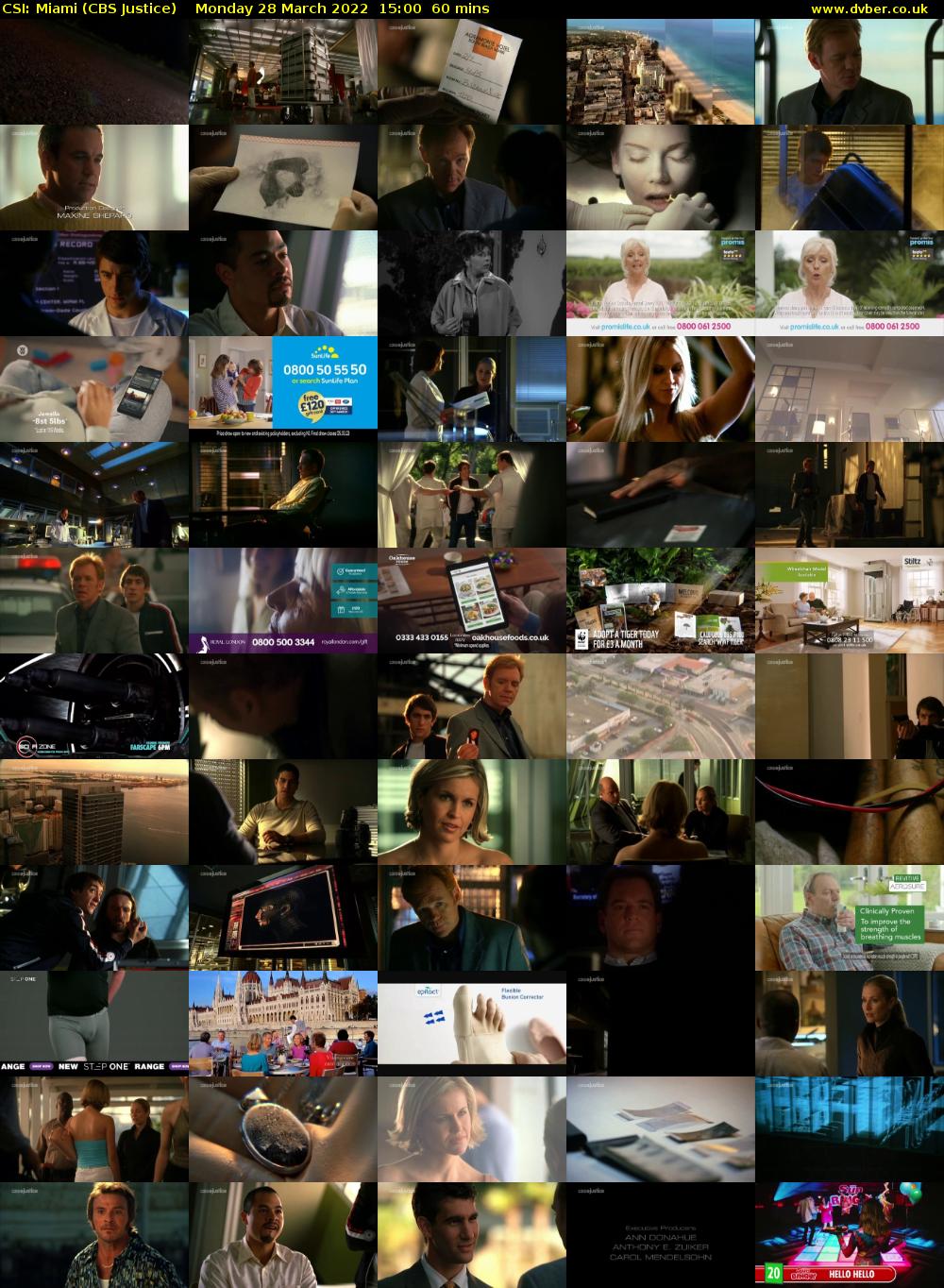 CSI: Miami (CBS Justice) Monday 28 March 2022 15:00 - 16:00