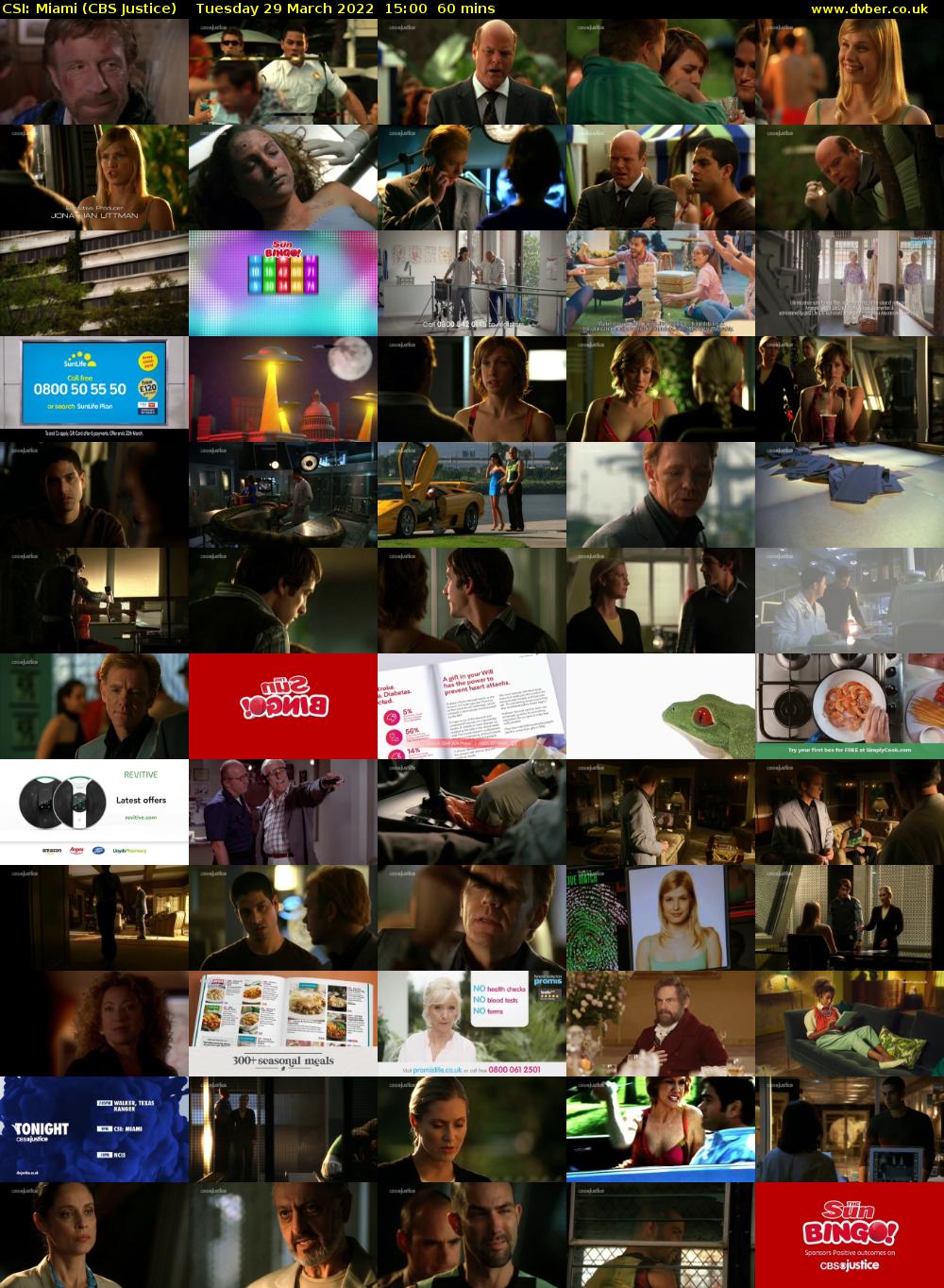 CSI: Miami (CBS Justice) Tuesday 29 March 2022 15:00 - 16:00