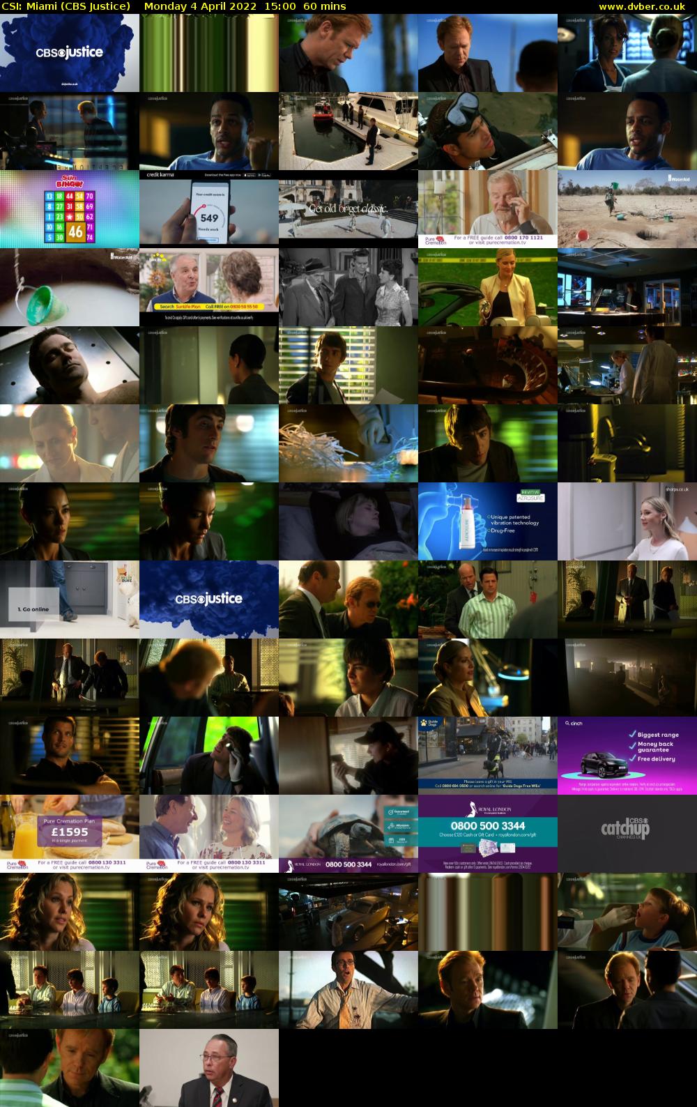 CSI: Miami (CBS Justice) Monday 4 April 2022 15:00 - 16:00