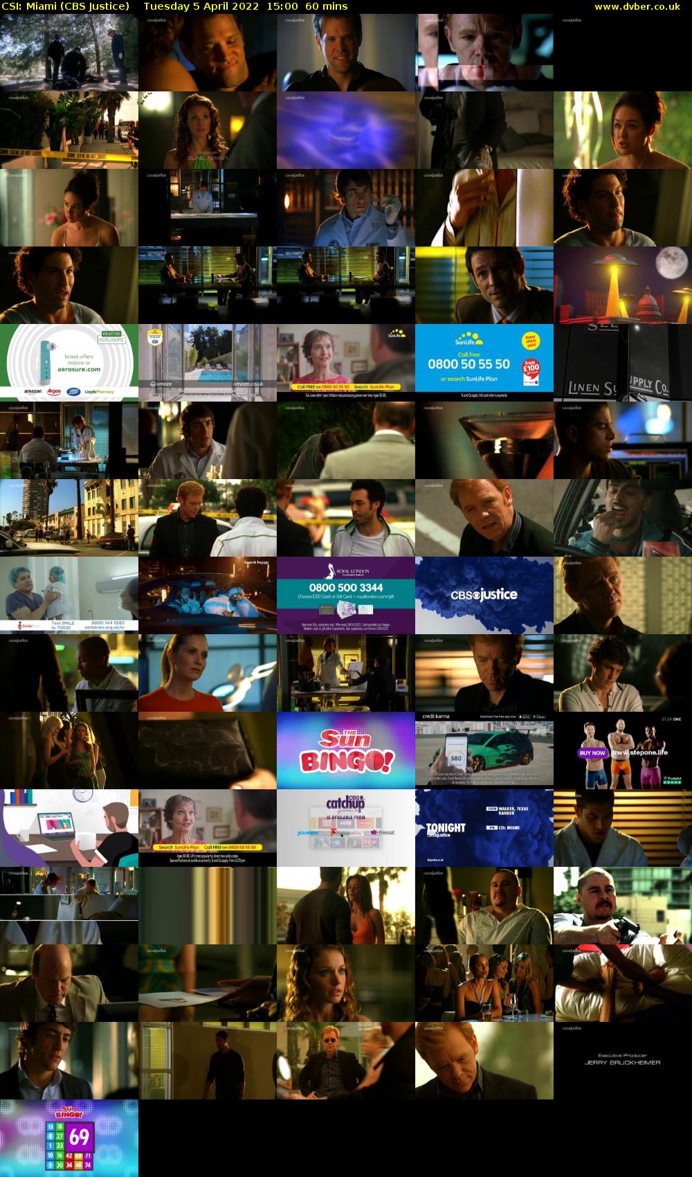 CSI: Miami (CBS Justice) Tuesday 5 April 2022 15:00 - 16:00