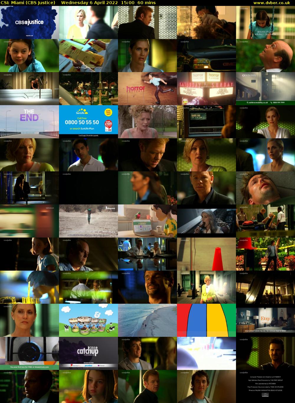 CSI: Miami (CBS Justice) Wednesday 6 April 2022 15:00 - 16:00