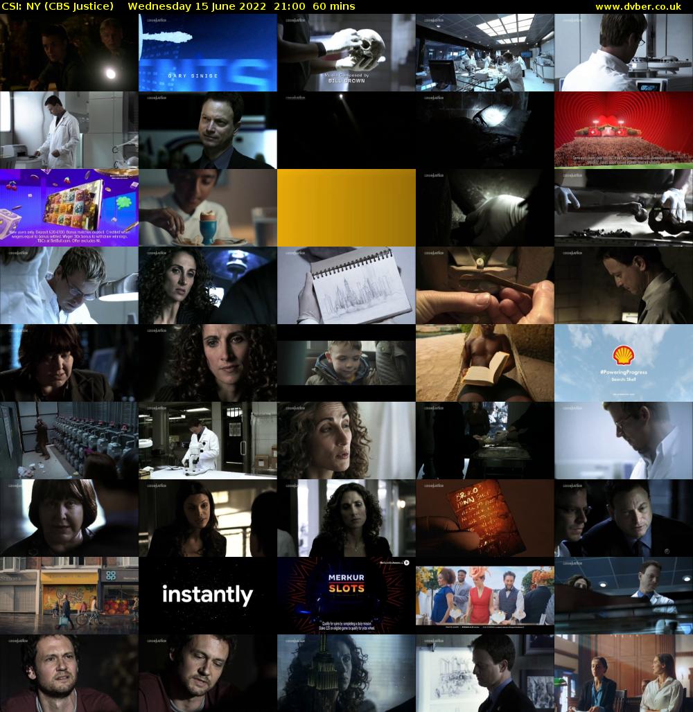 CSI: NY (CBS Justice) Wednesday 15 June 2022 21:00 - 22:00