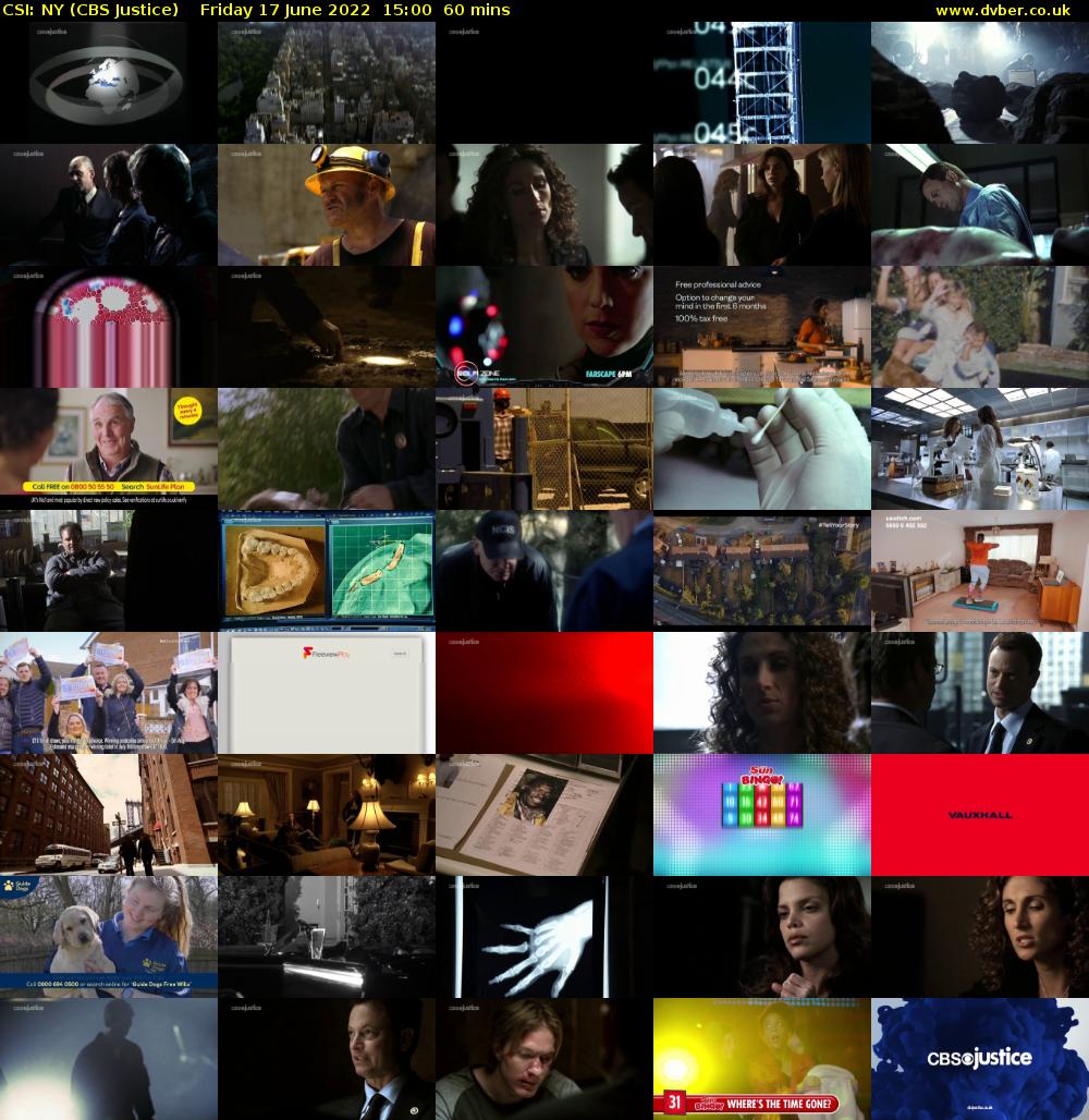 CSI: NY (CBS Justice) Friday 17 June 2022 15:00 - 16:00
