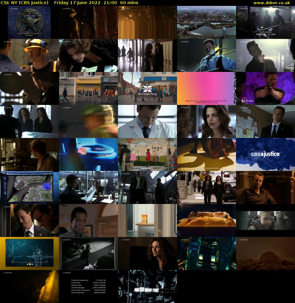 CSI: NY (CBS Justice) Friday 17 June 2022 21:00 - 22:00