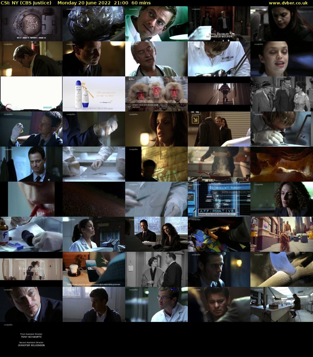 CSI: NY (CBS Justice) Monday 20 June 2022 21:00 - 22:00
