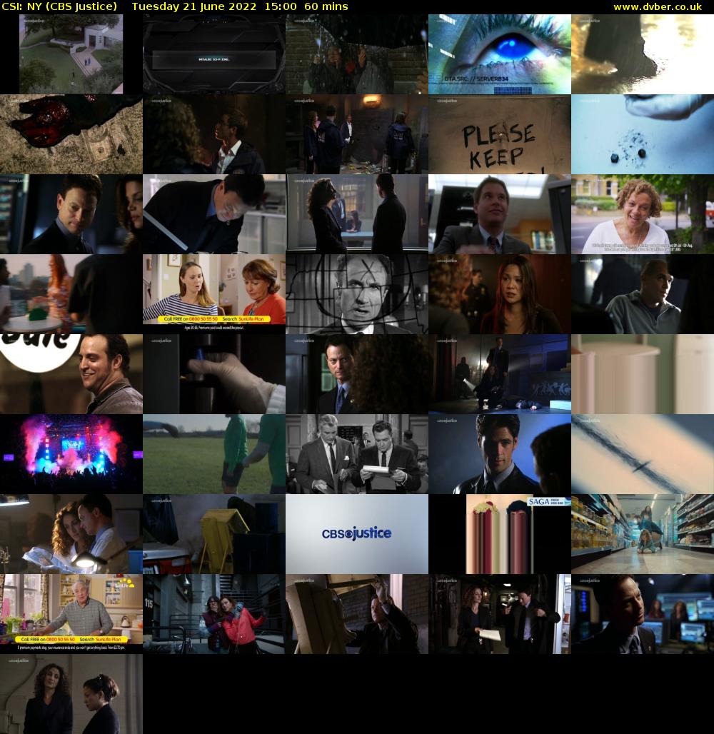 CSI: NY (CBS Justice) Tuesday 21 June 2022 15:00 - 16:00
