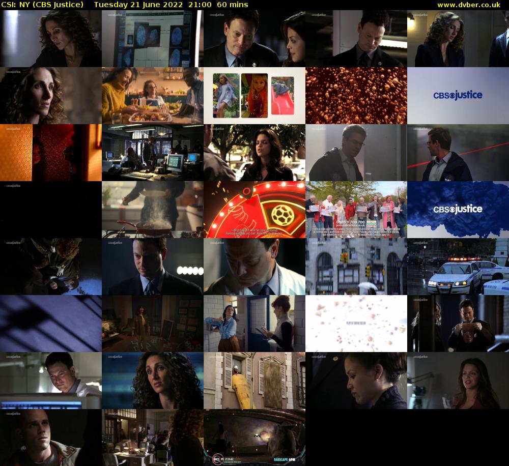 CSI: NY (CBS Justice) Tuesday 21 June 2022 21:00 - 22:00