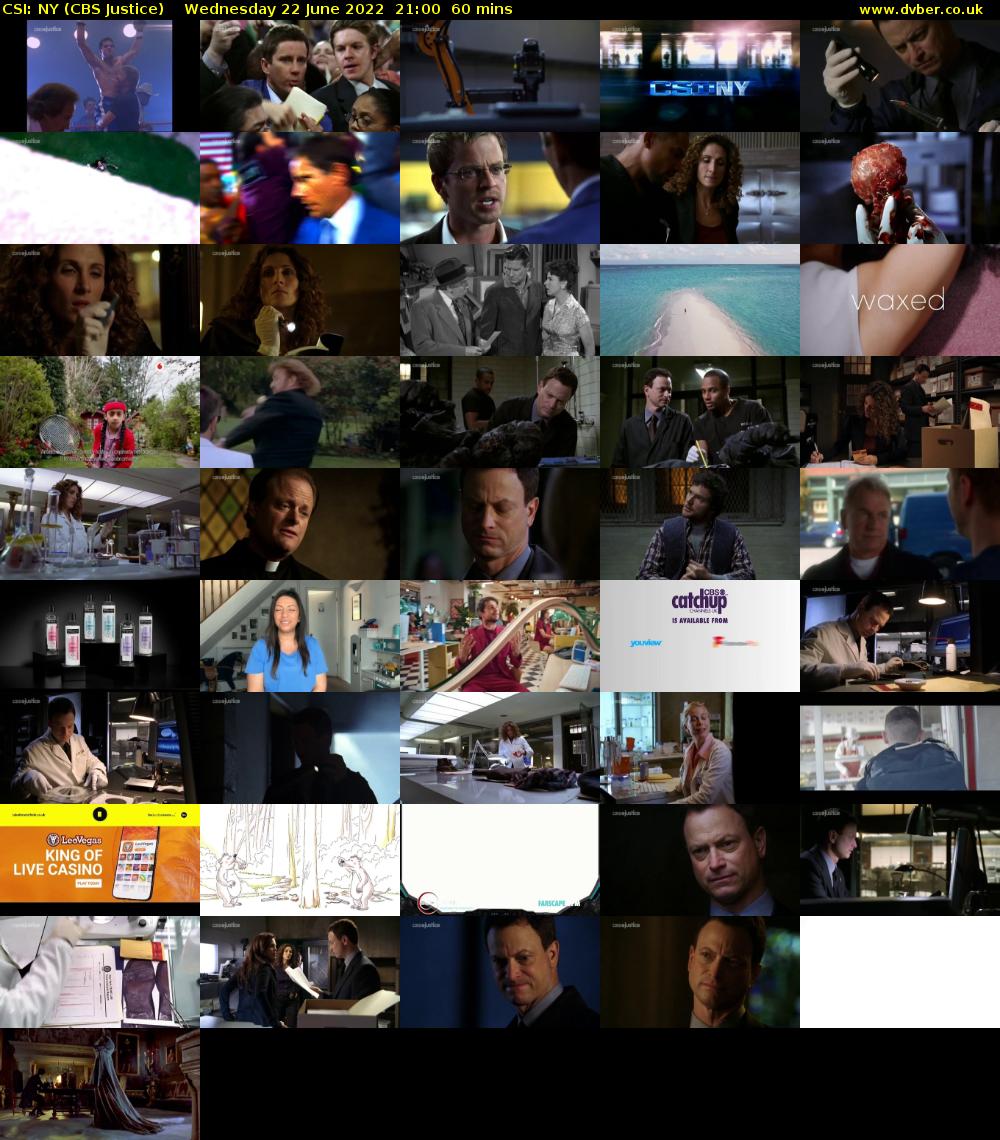 CSI: NY (CBS Justice) Wednesday 22 June 2022 21:00 - 22:00