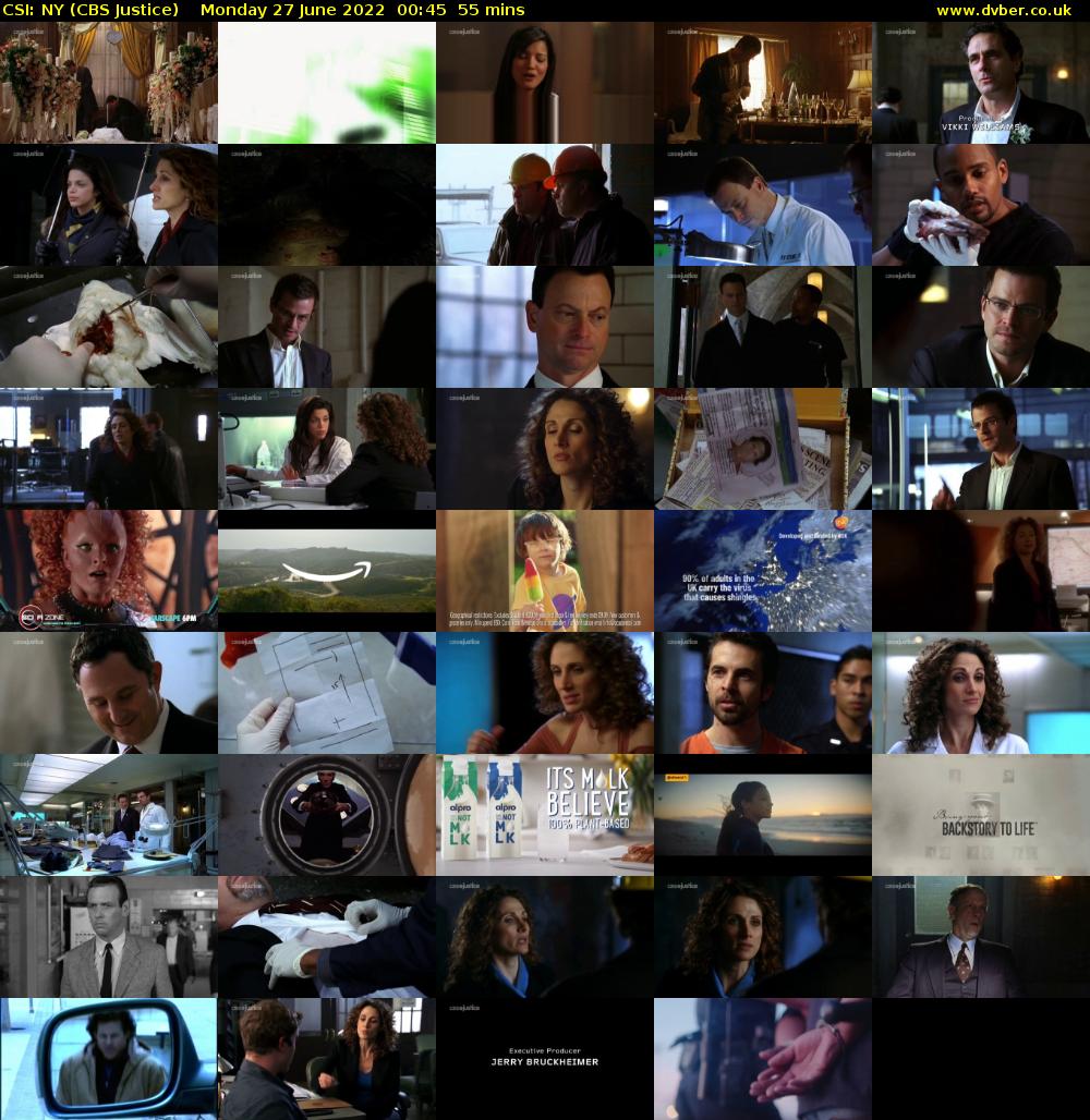 CSI: NY (CBS Justice) Monday 27 June 2022 00:45 - 01:40