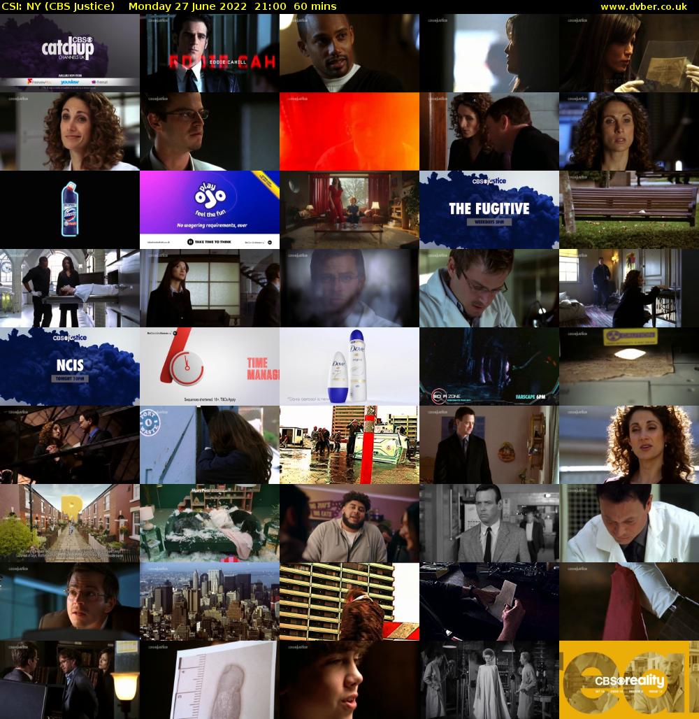 CSI: NY (CBS Justice) Monday 27 June 2022 21:00 - 22:00