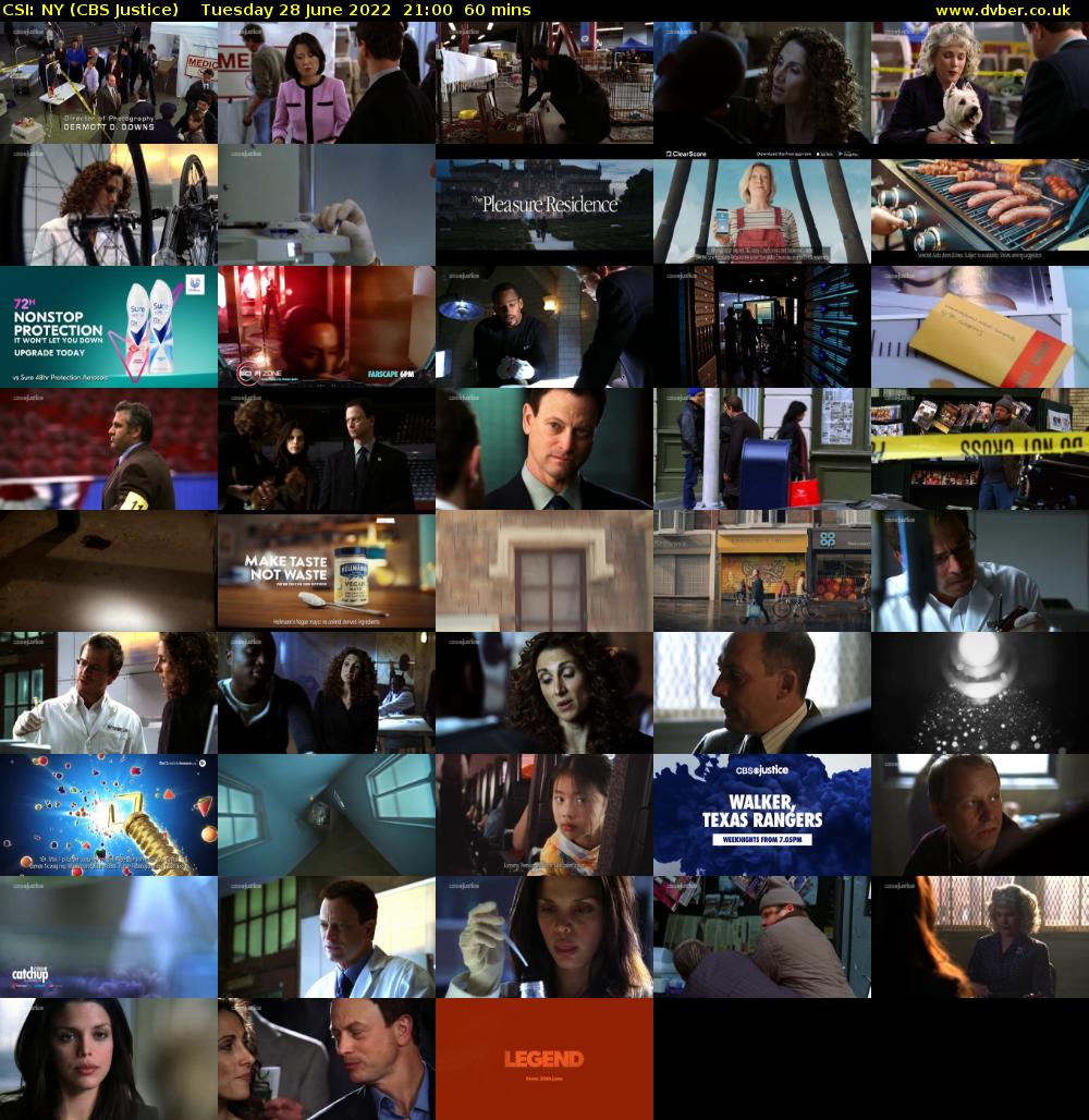 CSI: NY (CBS Justice) Tuesday 28 June 2022 21:00 - 22:00