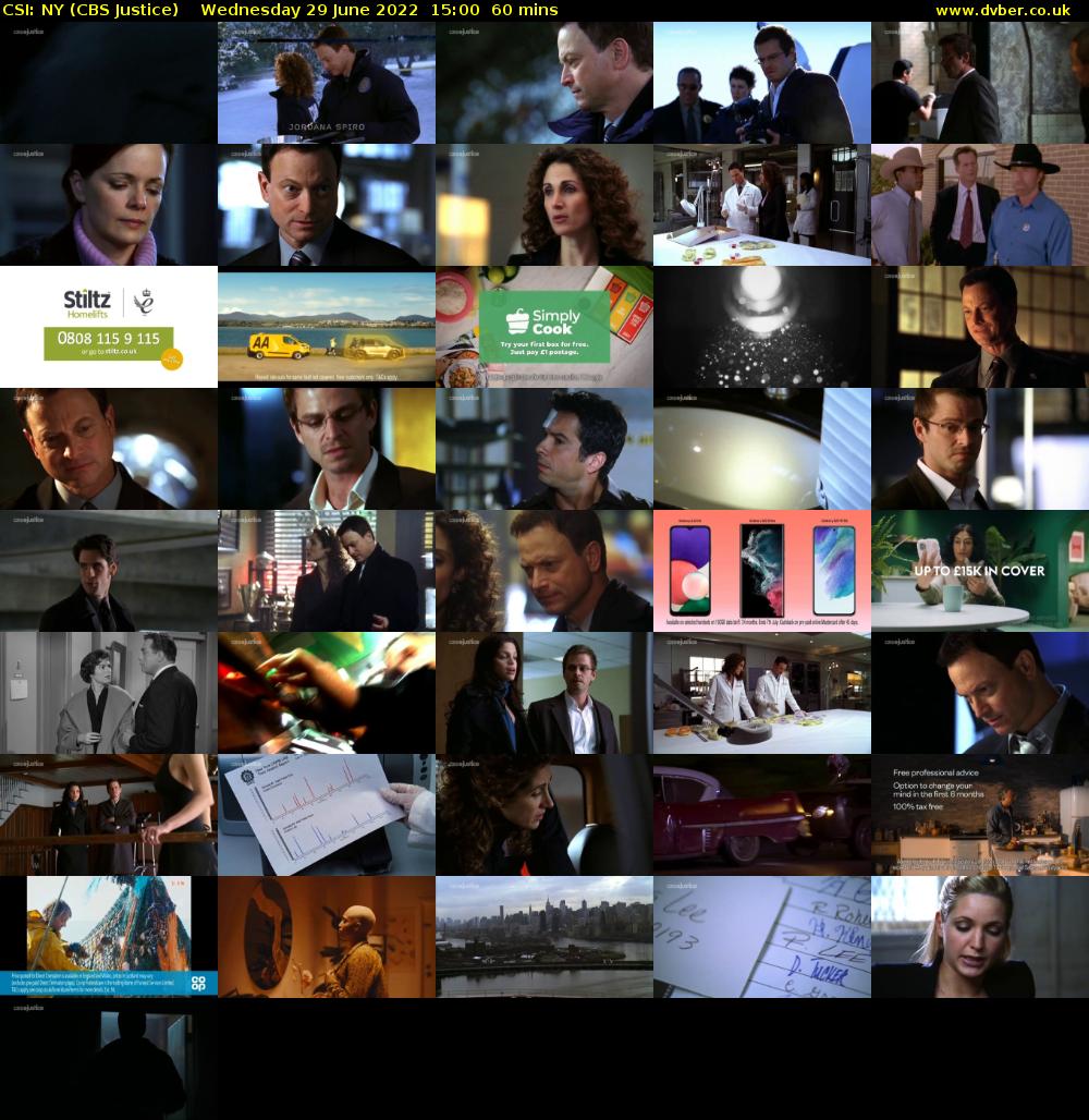 CSI: NY (CBS Justice) Wednesday 29 June 2022 15:00 - 16:00
