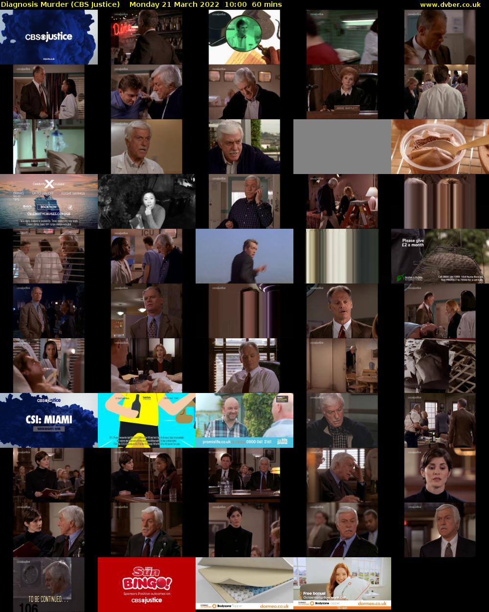 Diagnosis Murder (CBS Justice) Monday 21 March 2022 10:00 - 11:00