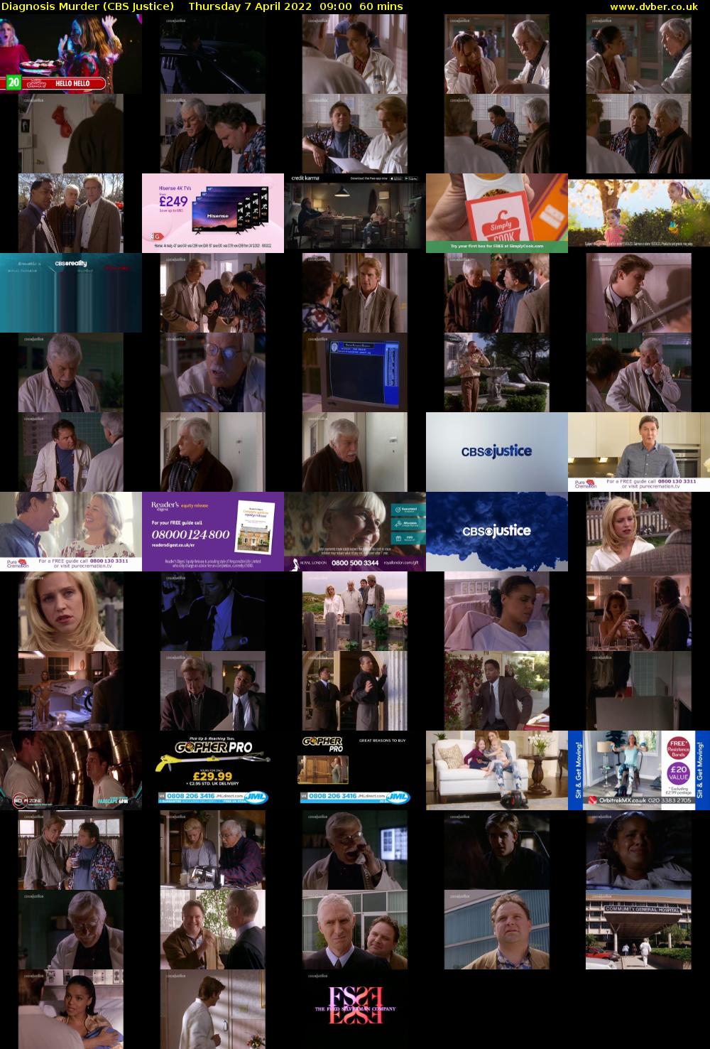 Diagnosis Murder (CBS Justice) Thursday 7 April 2022 09:00 - 10:00