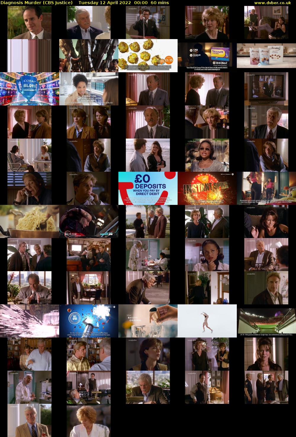 Diagnosis Murder (CBS Justice) Tuesday 12 April 2022 00:00 - 01:00