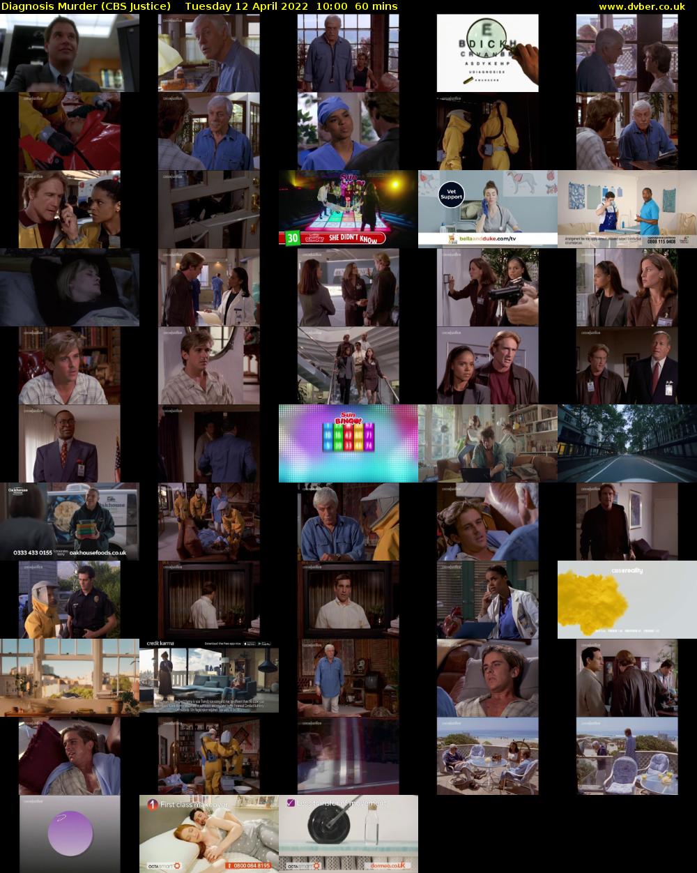 Diagnosis Murder (CBS Justice) Tuesday 12 April 2022 10:00 - 11:00