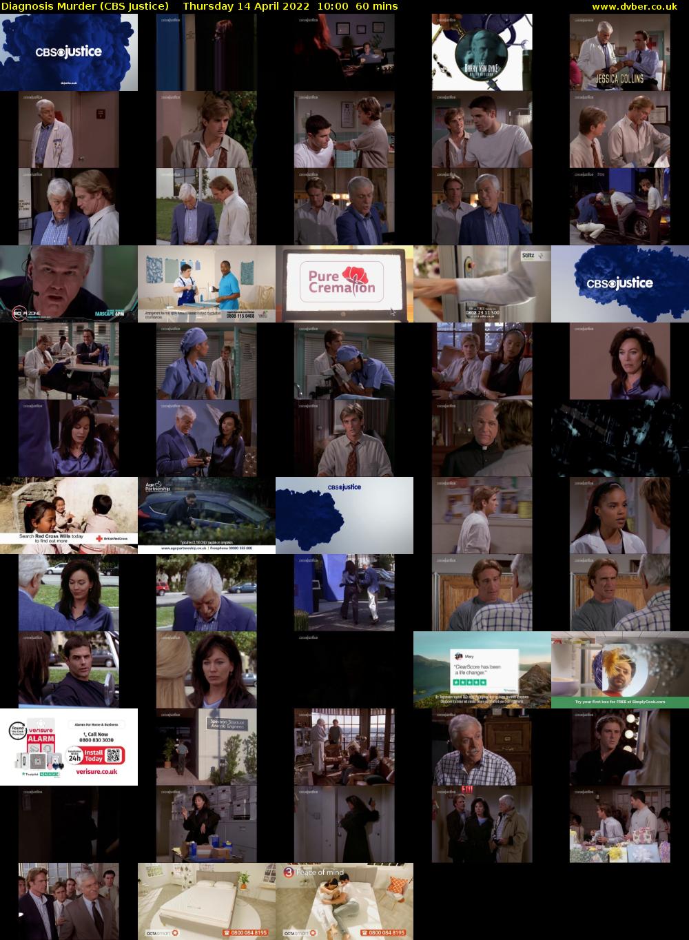 Diagnosis Murder (CBS Justice) Thursday 14 April 2022 10:00 - 11:00