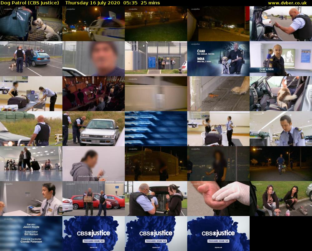 Dog Patrol (CBS Justice) Thursday 16 July 2020 05:35 - 06:00