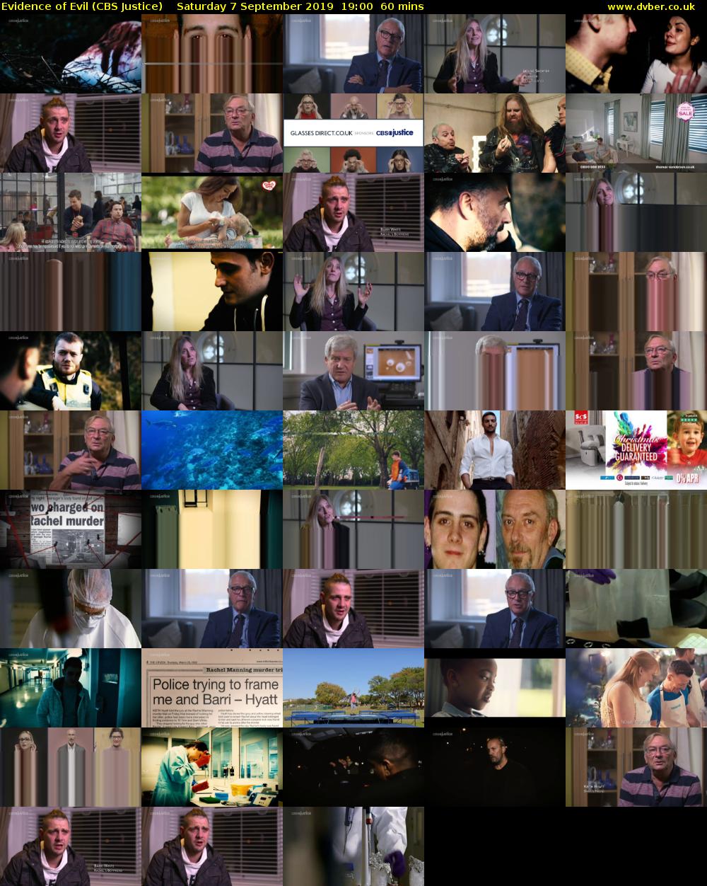 Evidence of Evil (CBS Justice) Saturday 7 September 2019 19:00 - 20:00