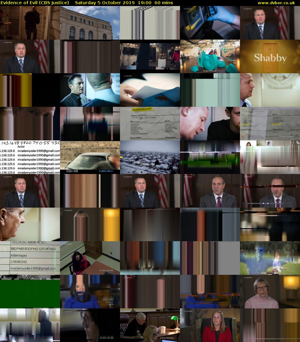 Evidence of Evil (CBS Justice) Saturday 5 October 2019 19:00 - 20:00