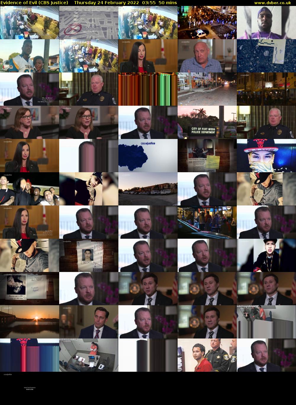 Evidence of Evil (CBS Justice) Thursday 24 February 2022 03:55 - 04:45