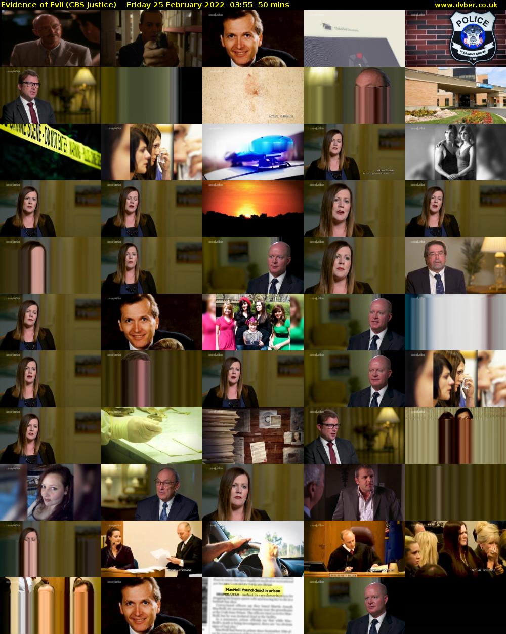 Evidence of Evil (CBS Justice) Friday 25 February 2022 03:55 - 04:45