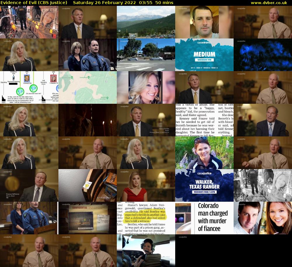 Evidence of Evil (CBS Justice) Saturday 26 February 2022 03:55 - 04:45