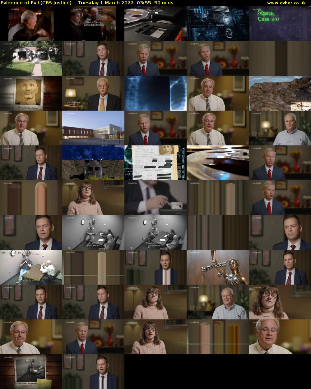 Evidence of Evil (CBS Justice) Tuesday 1 March 2022 03:55 - 04:45