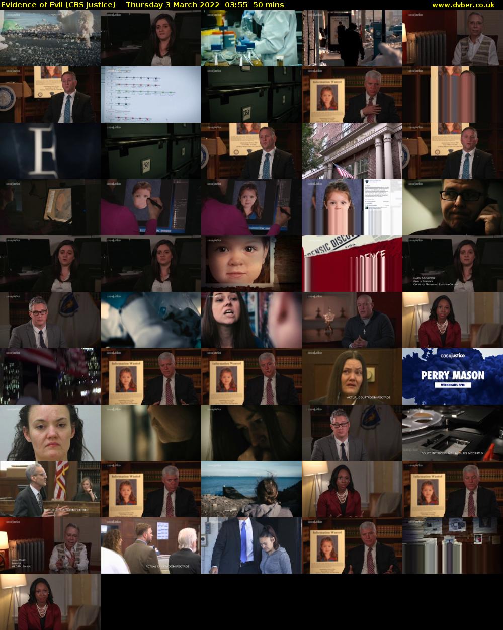 Evidence of Evil (CBS Justice) Thursday 3 March 2022 03:55 - 04:45