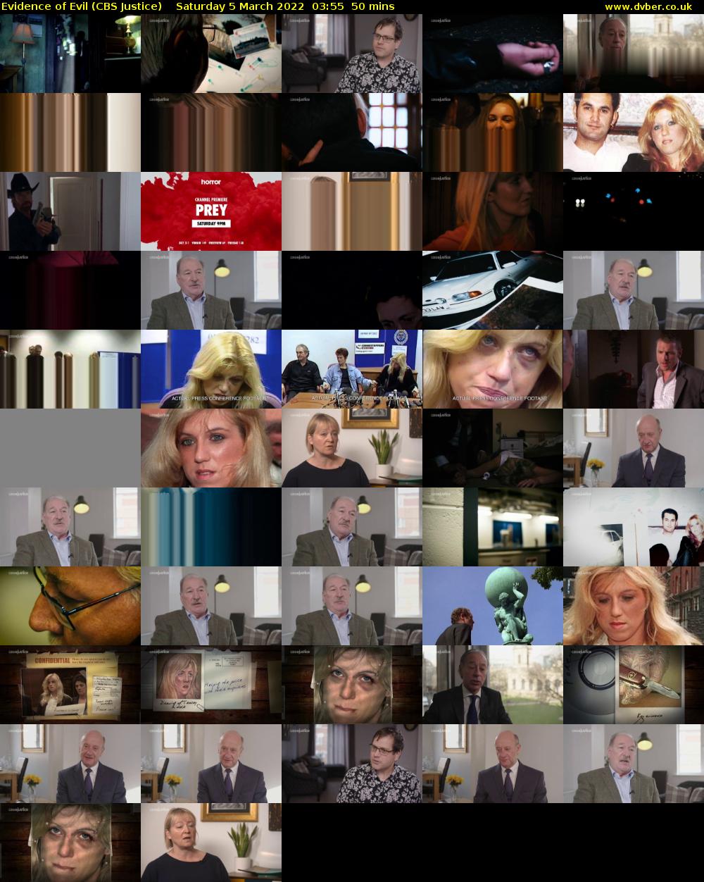 Evidence of Evil (CBS Justice) Saturday 5 March 2022 03:55 - 04:45