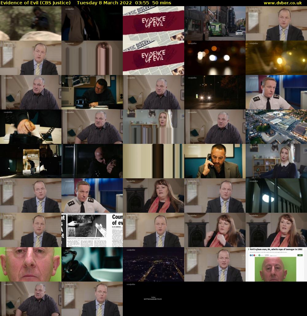 Evidence of Evil (CBS Justice) Tuesday 8 March 2022 03:55 - 04:45
