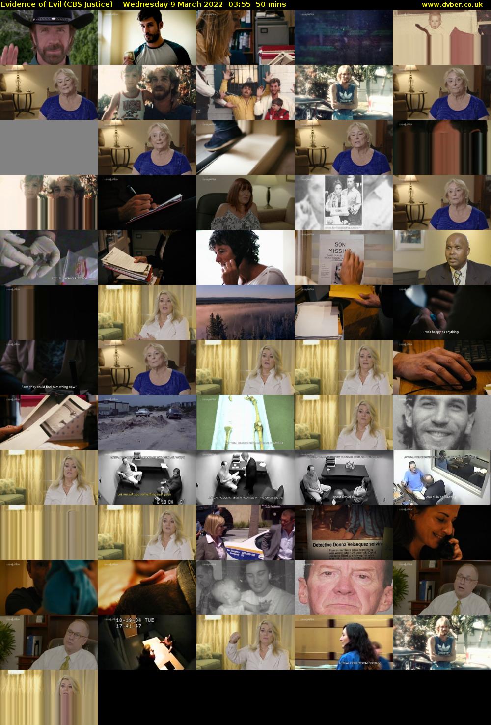 Evidence of Evil (CBS Justice) Wednesday 9 March 2022 03:55 - 04:45