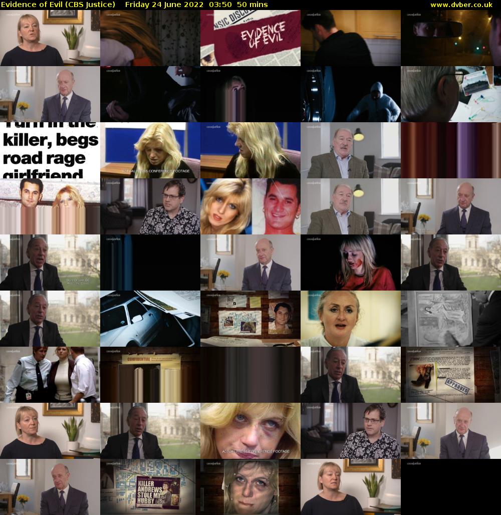 Evidence of Evil (CBS Justice) Friday 24 June 2022 03:50 - 04:40