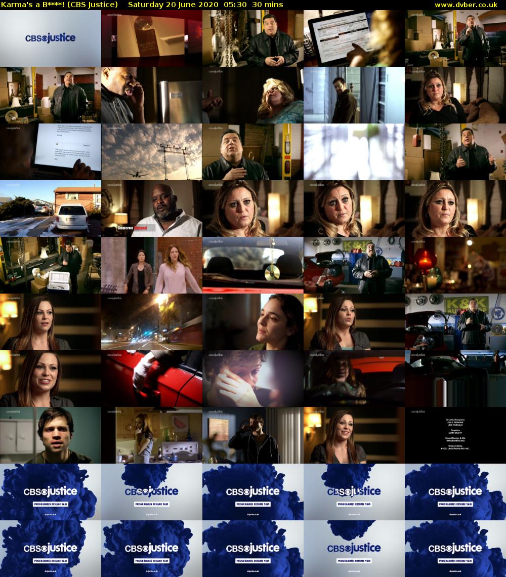 Karma's a B****! (CBS Justice) Saturday 20 June 2020 05:30 - 06:00
