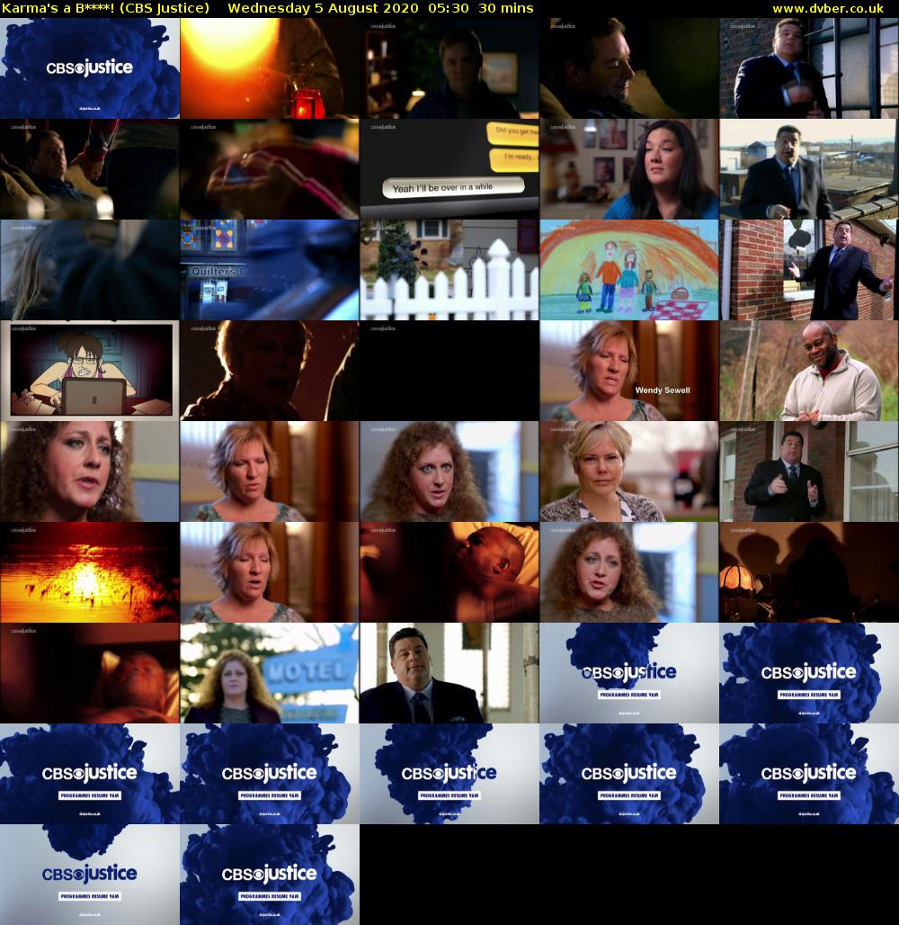 Karma's a B****! (CBS Justice) Wednesday 5 August 2020 05:30 - 06:00