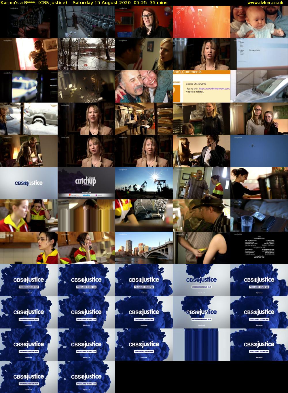 Karma's a B****! (CBS Justice) Saturday 15 August 2020 05:25 - 06:00