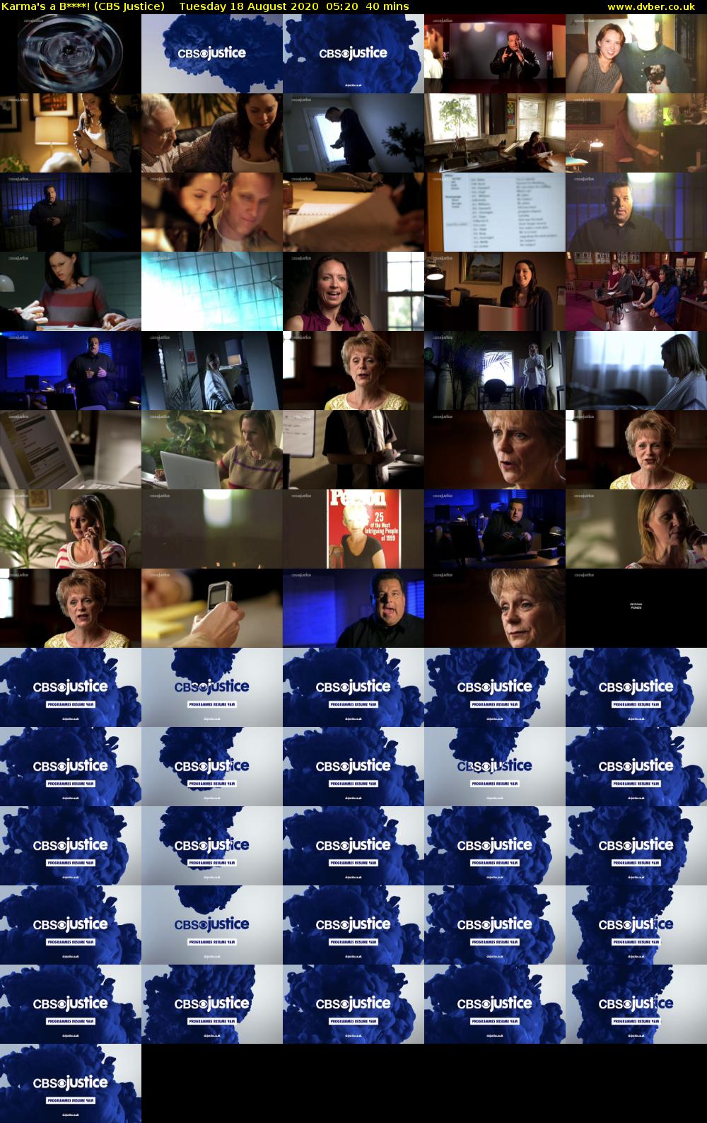 Karma's a B****! (CBS Justice) Tuesday 18 August 2020 05:20 - 06:00
