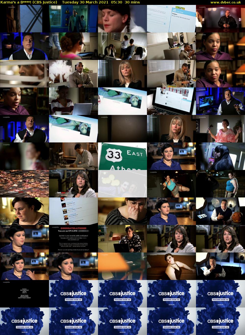 Karma's a B****! (CBS Justice) Tuesday 30 March 2021 05:30 - 06:00