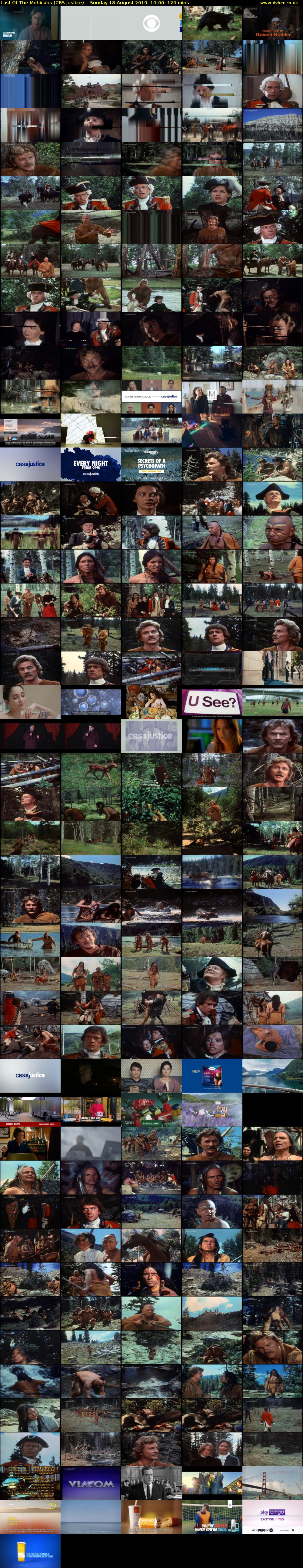 Last Of The Mohicans (CBS Justice) Sunday 18 August 2019 19:00 - 21:00