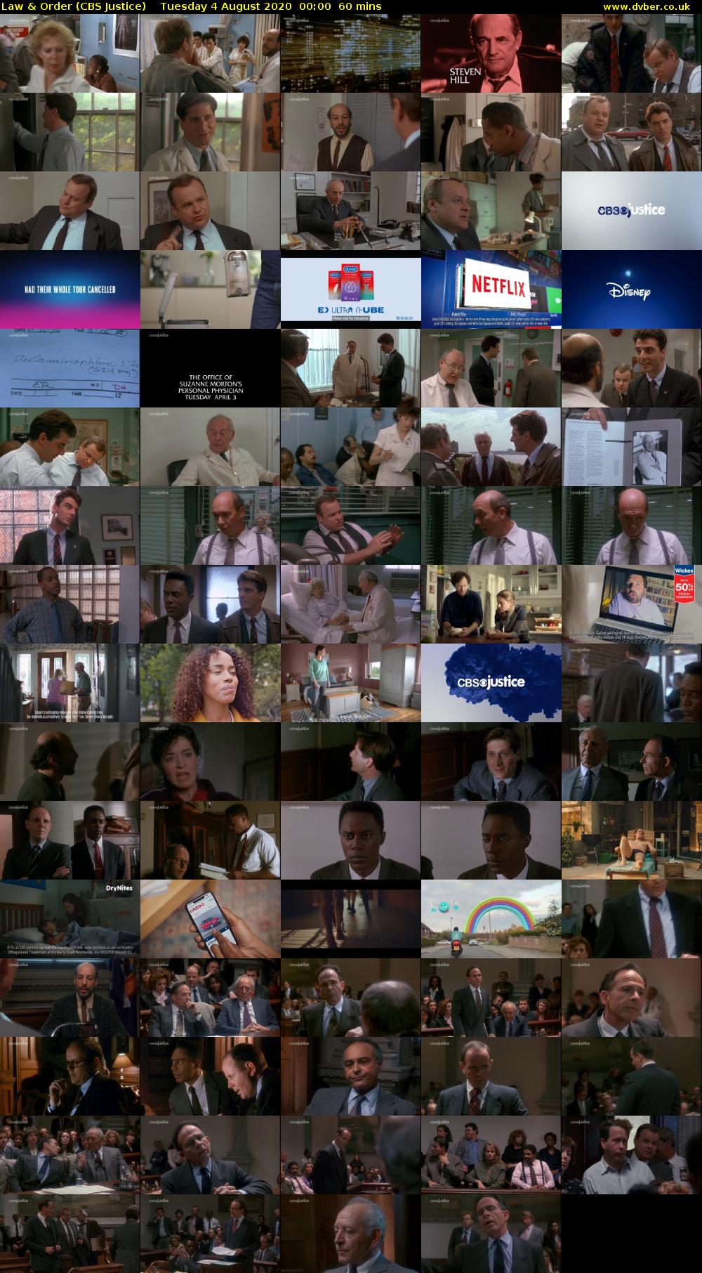 Law & Order (CBS Justice) Tuesday 4 August 2020 00:00 - 01:00